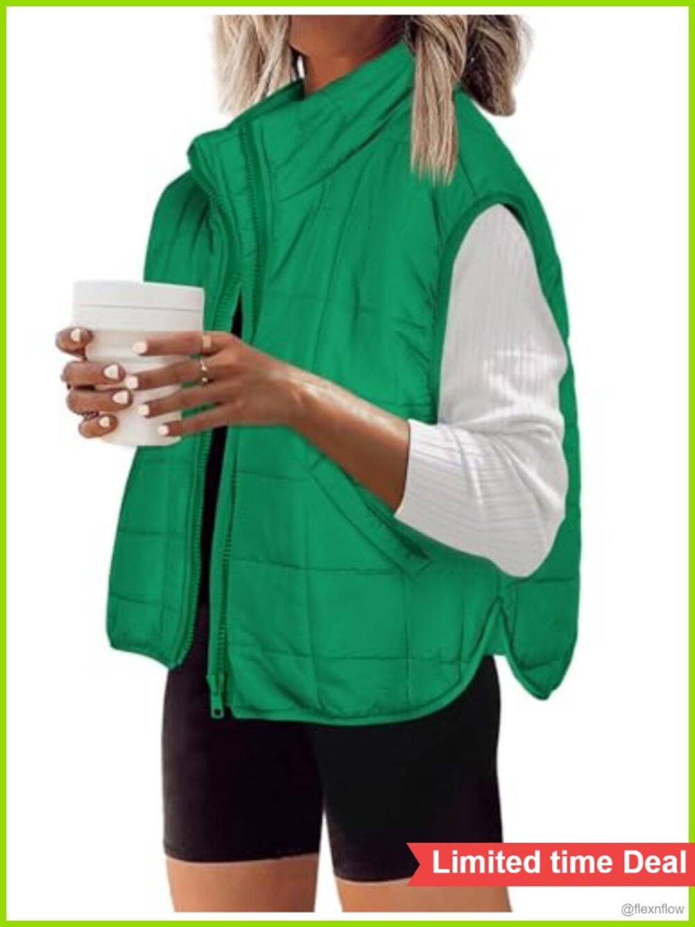 Womens Puffer Vest Sleeveless Zip Up Quilted Winter Outerwear